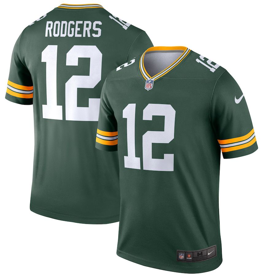 Men Green Bay Packers #12 Aaron Rodgers Nike Green Legend NFL Jersey->green bay packers->NFL Jersey